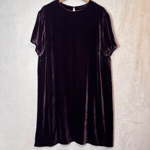 Velvet Shift Dress 20W /2XL Plum Purple Silk Blend Whimsigoth Goth Academia